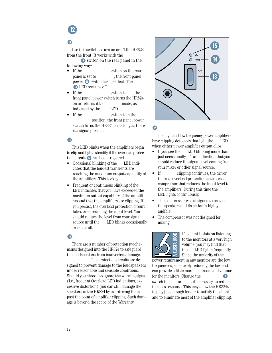Front panel description | MACKIE HR824 User Manual | Page 12 / 20