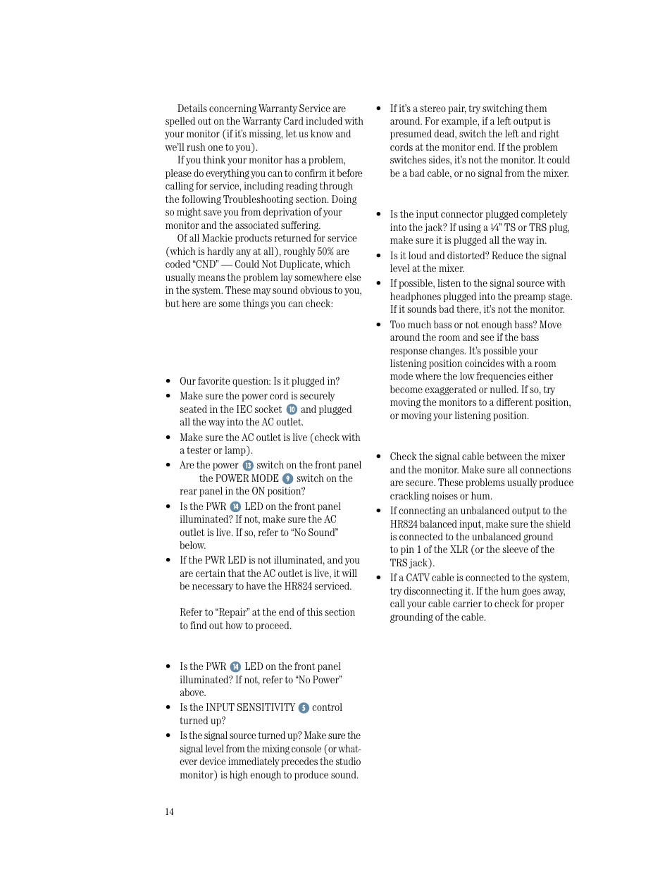 Service info | MACKIE HR824 User Manual | Page 14 / 20