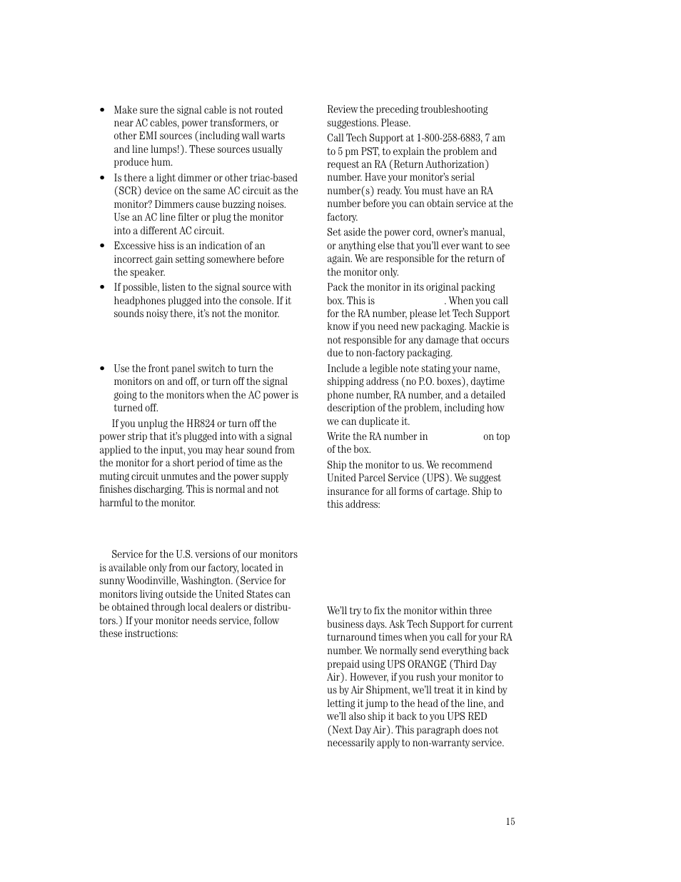 MACKIE HR824 User Manual | Page 15 / 20