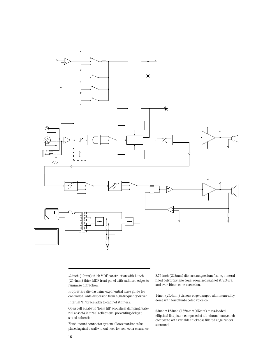 Technical information, Hr824 block diagram specifications, Enclosure | Transducers | MACKIE HR824 User Manual | Page 16 / 20