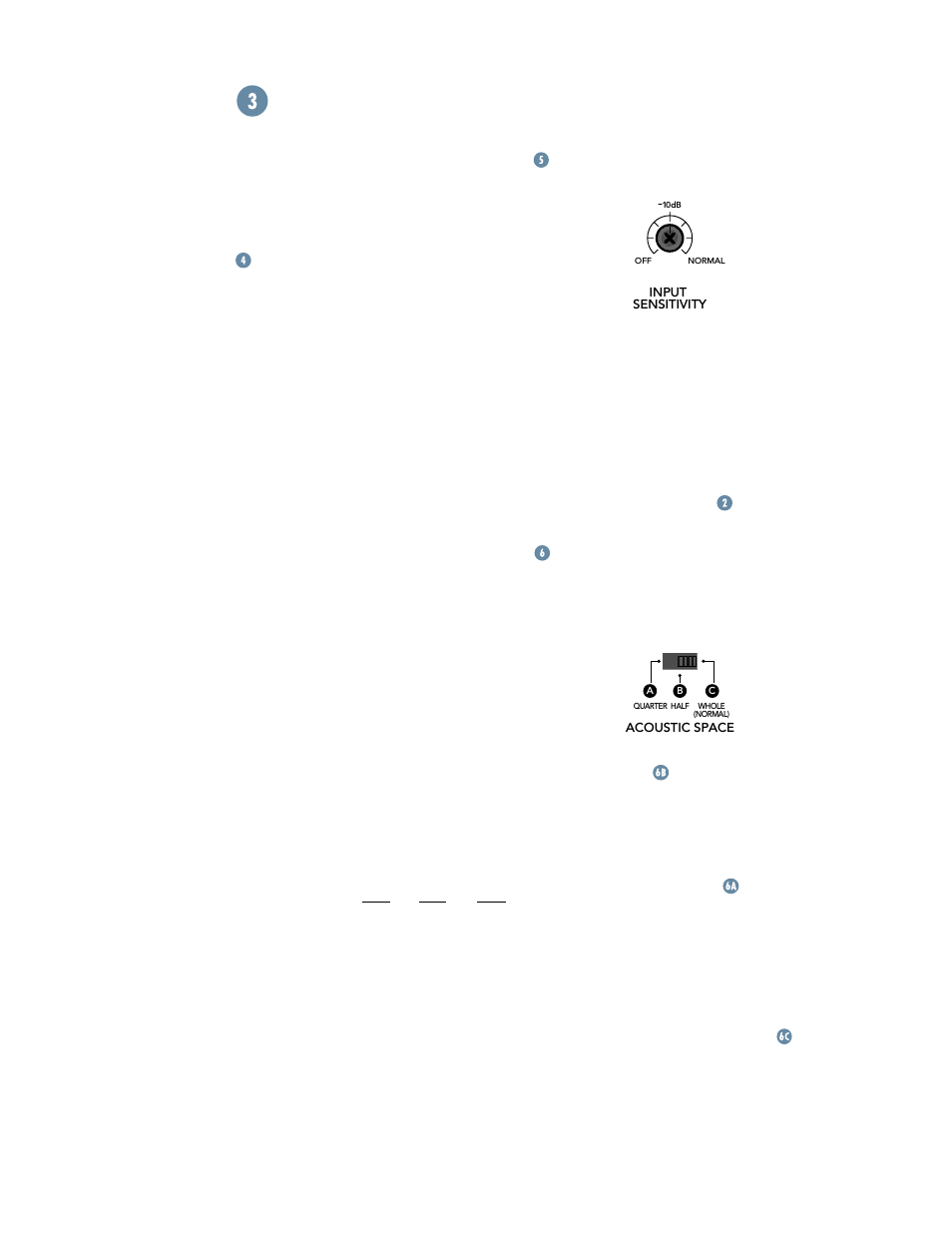 Rear panel description, Input sensitivity, Acoustic space | Signal inputs | MACKIE HR824 User Manual | Page 8 / 20