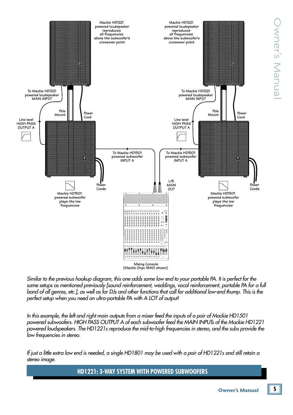 Owner’ s manual | MACKIE 2-Way High-Definition Powered Loudspeaker HD1221 User Manual | Page 5 / 20