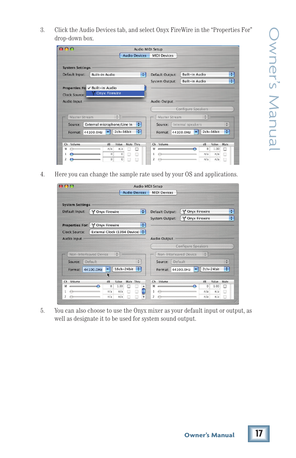 Owner’ s manual | MACKIE Firewire OPtion Card fot Onyx Mixer User Manual | Page 17 / 40