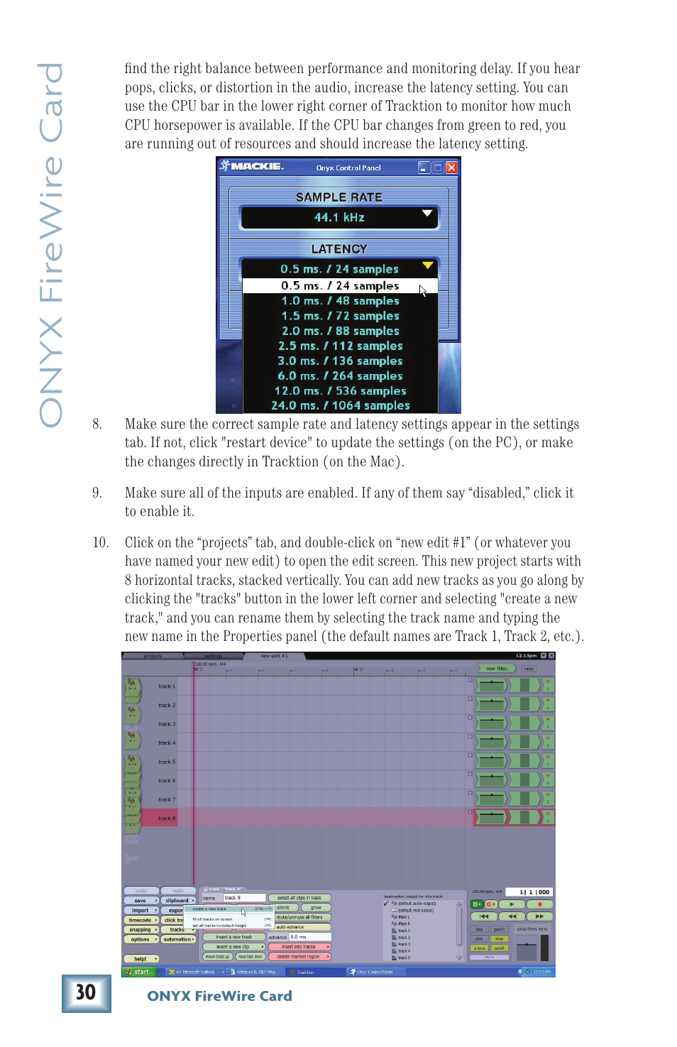 Onyx fir ewir e car d | MACKIE Firewire OPtion Card fot Onyx Mixer User Manual | Page 30 / 40