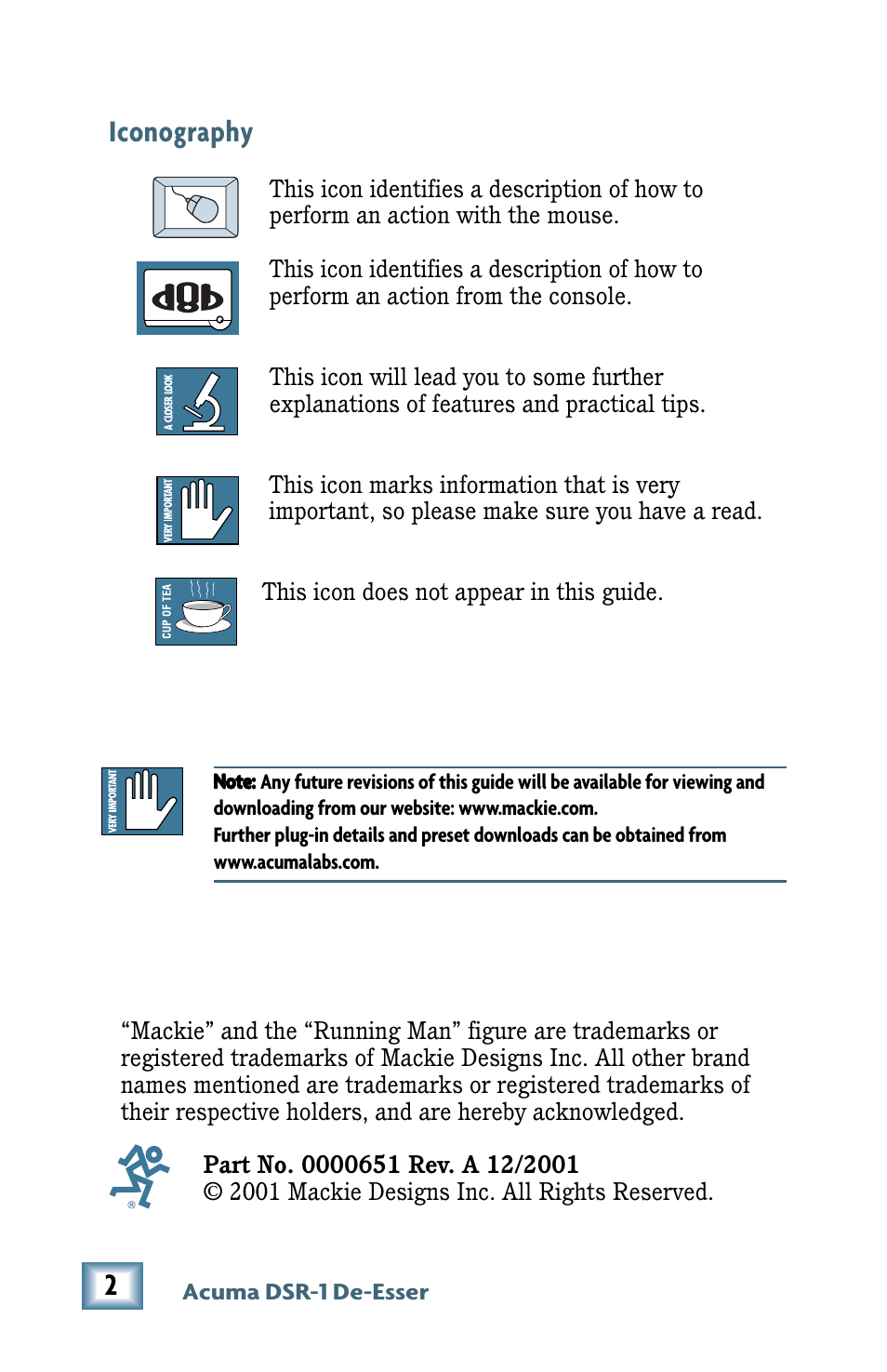Iconography | MACKIE De-Esser User Manual | Page 2 / 20