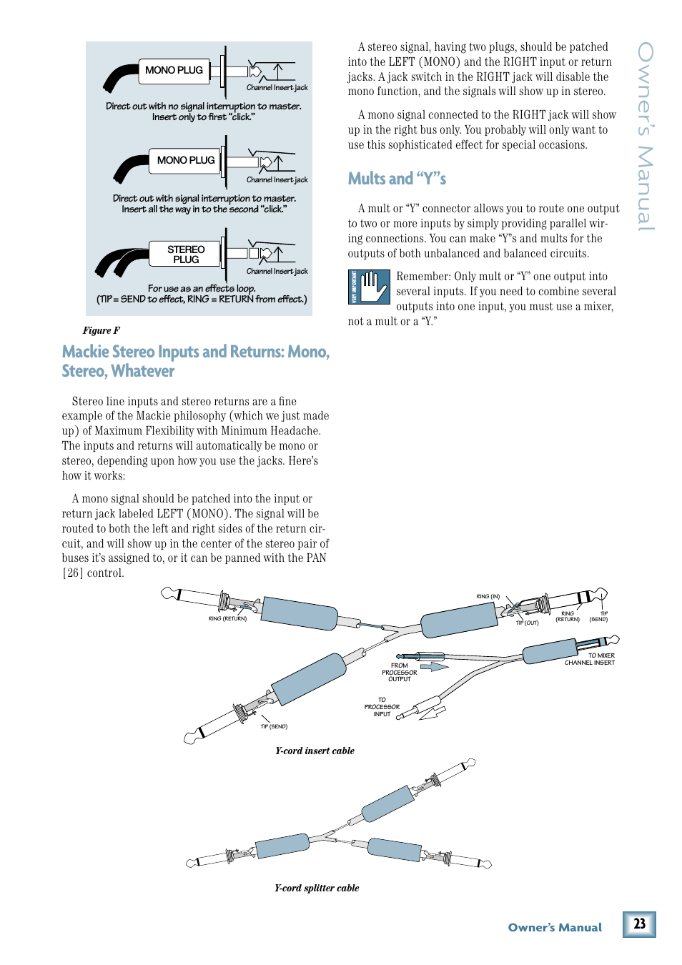 Owner’ s manual, Mults and “y”s | MACKIE 1202-VLZ3 User Manual | Page 23 / 28