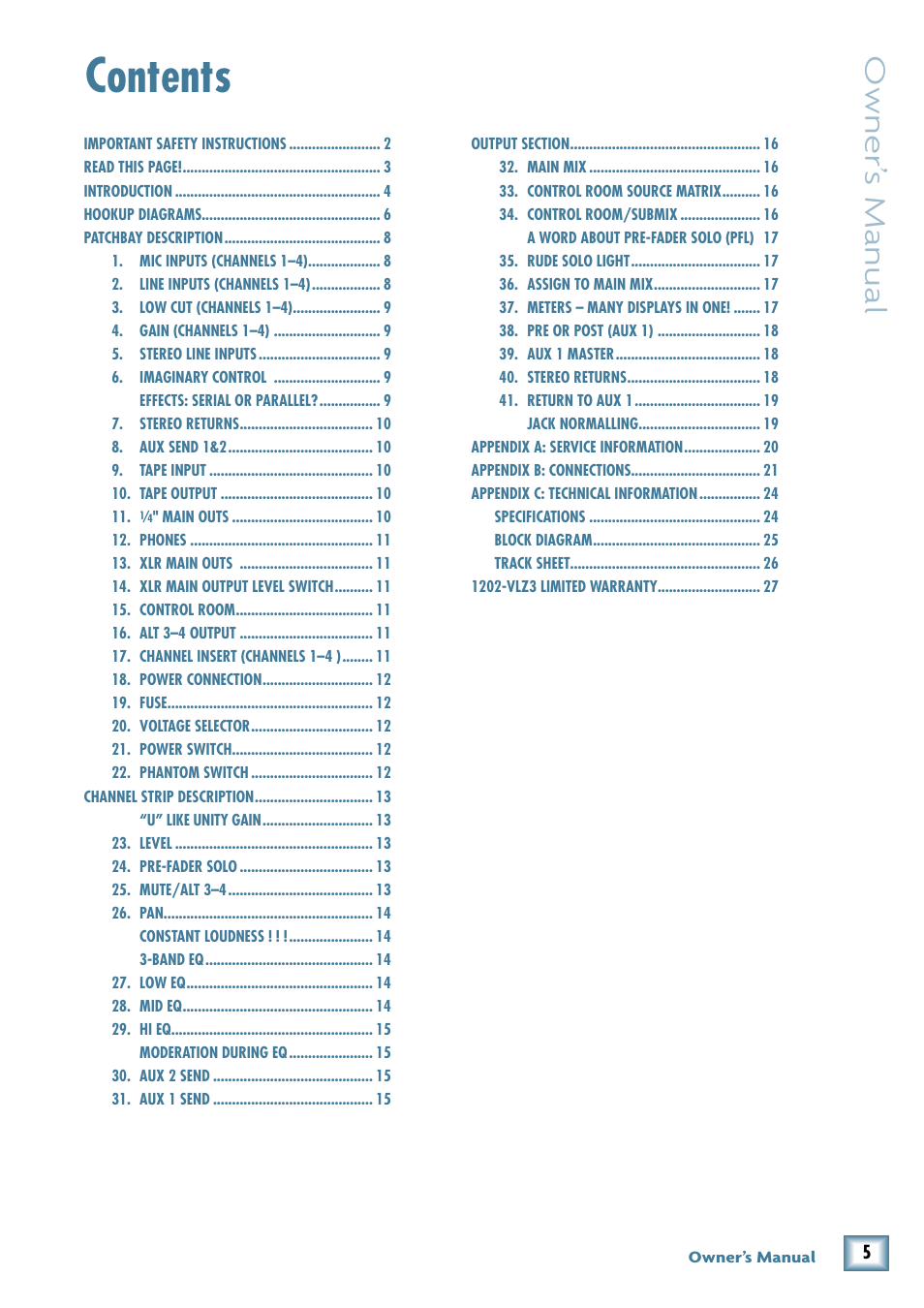MACKIE 1202-VLZ3 User Manual | Page 5 / 28