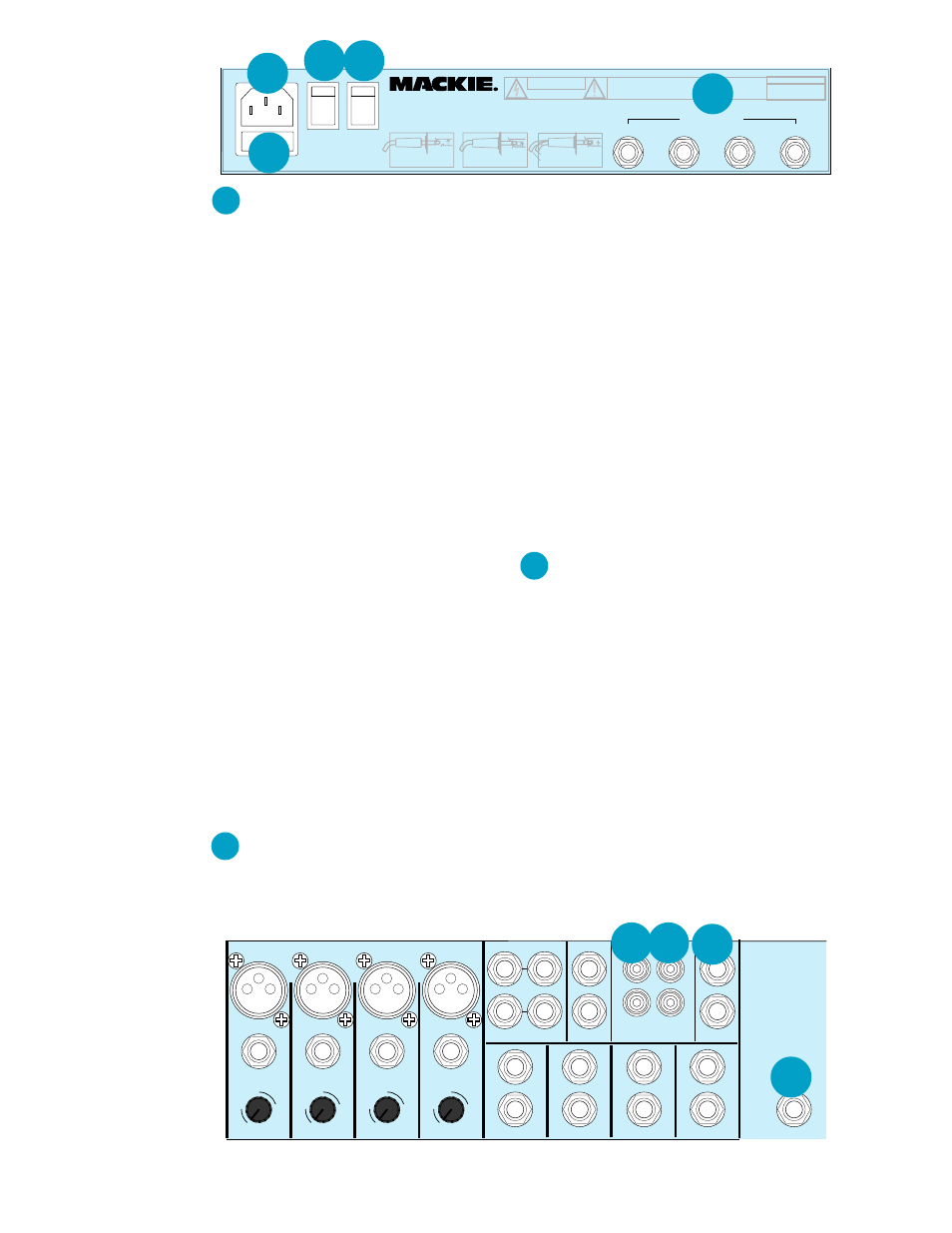 Three sets of mix outputs, Headphone output, Channel inserts 1–4 | Main output | MACKIE 1202 User Manual | Page 6 / 15