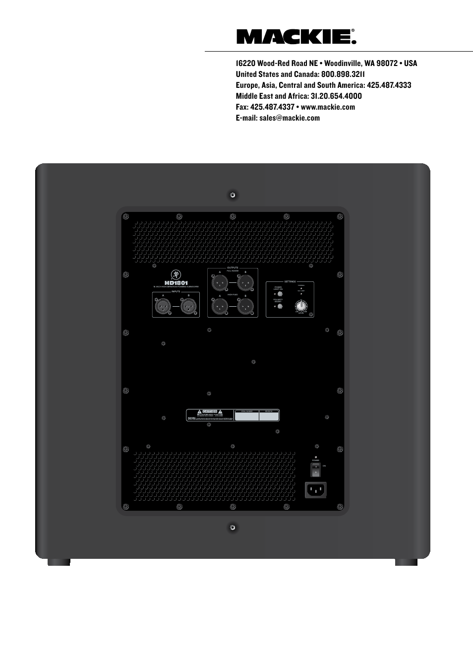 Hd1801 | MACKIE 18" Powered Subwoofer HD 1801 User Manual | Page 21 / 21