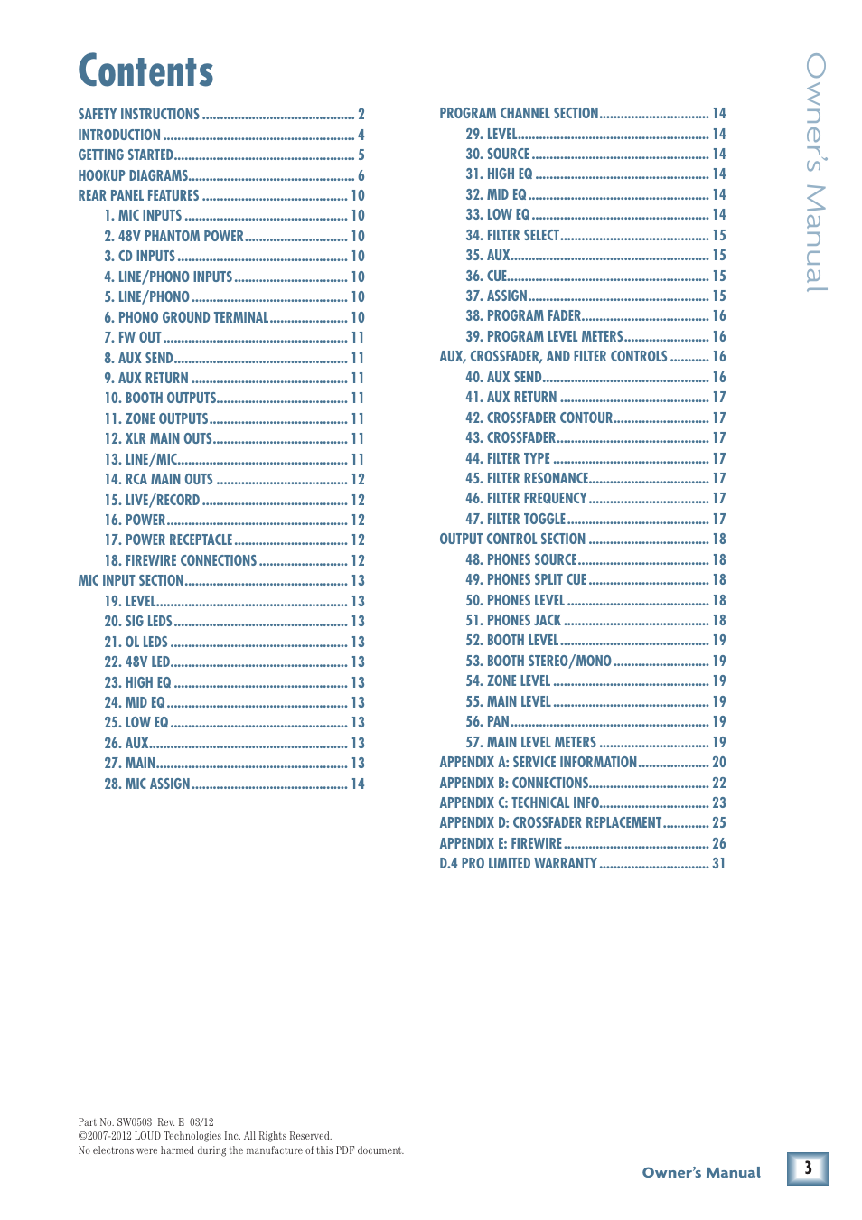 MACKIE d.4 Pro User Manual | Page 3 / 32