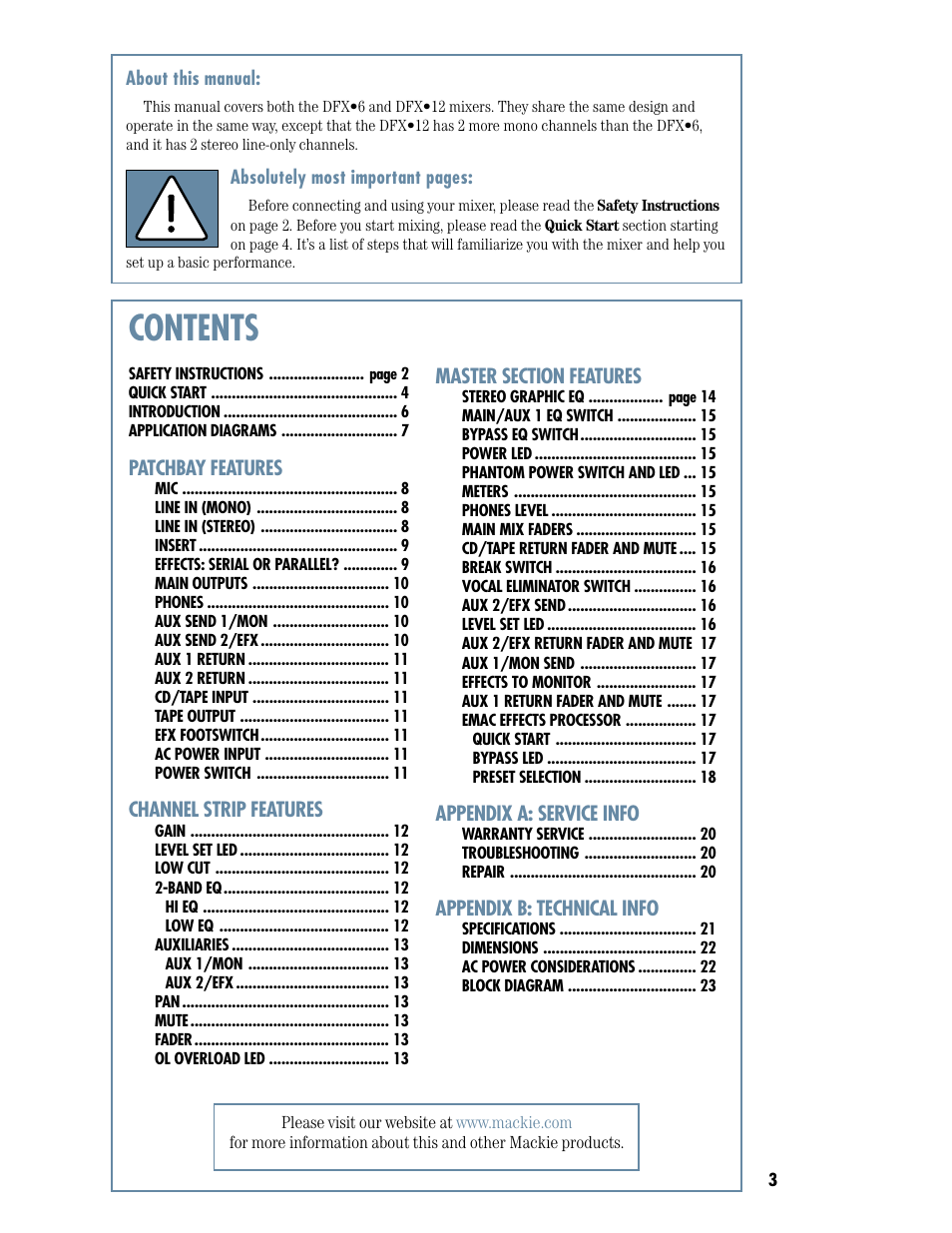 MACKIE DFX12 User Manual | Page 3 / 24