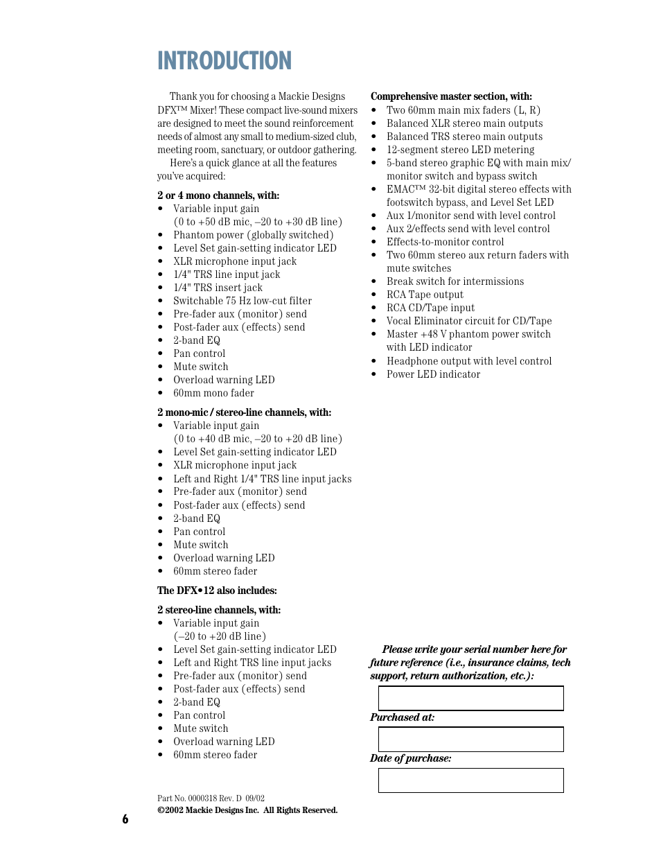 Introduction | MACKIE DFX12 User Manual | Page 6 / 24