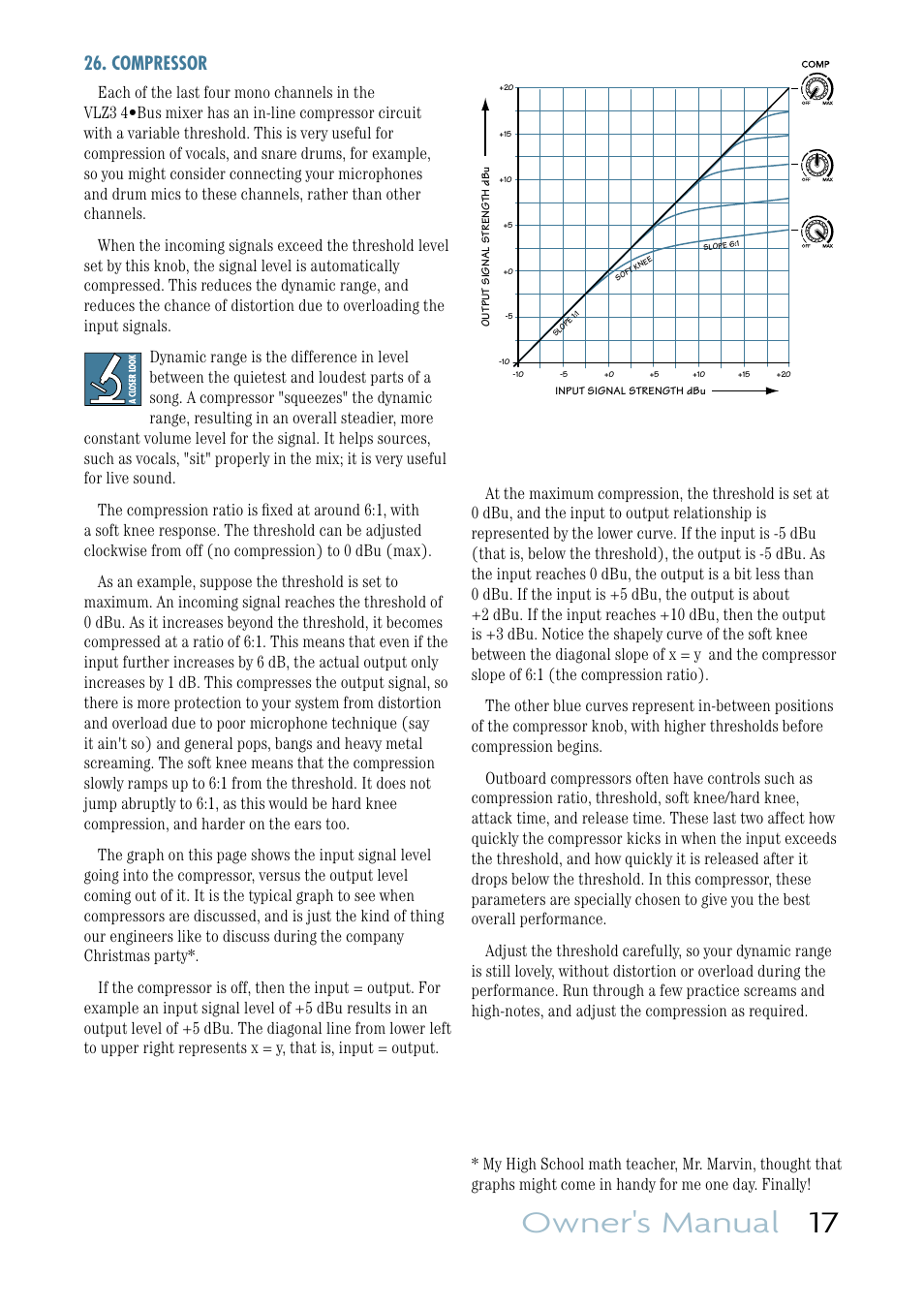 Owner's manual 17, Compressor | MACKIE VLZ3 4BUS User Manual | Page 17 / 39