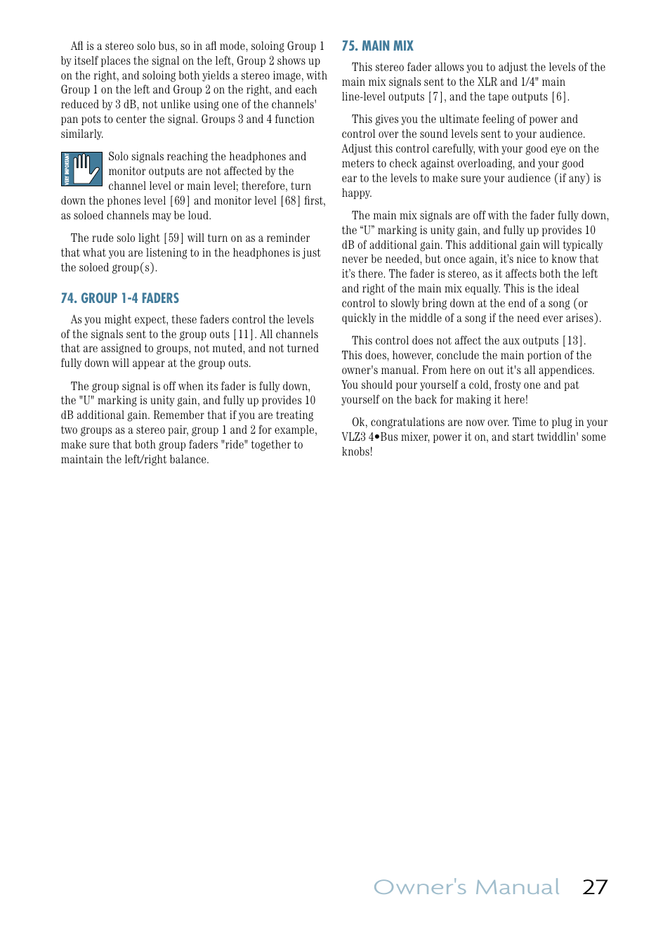 Owner's manual 27 | MACKIE VLZ3 4BUS User Manual | Page 27 / 39