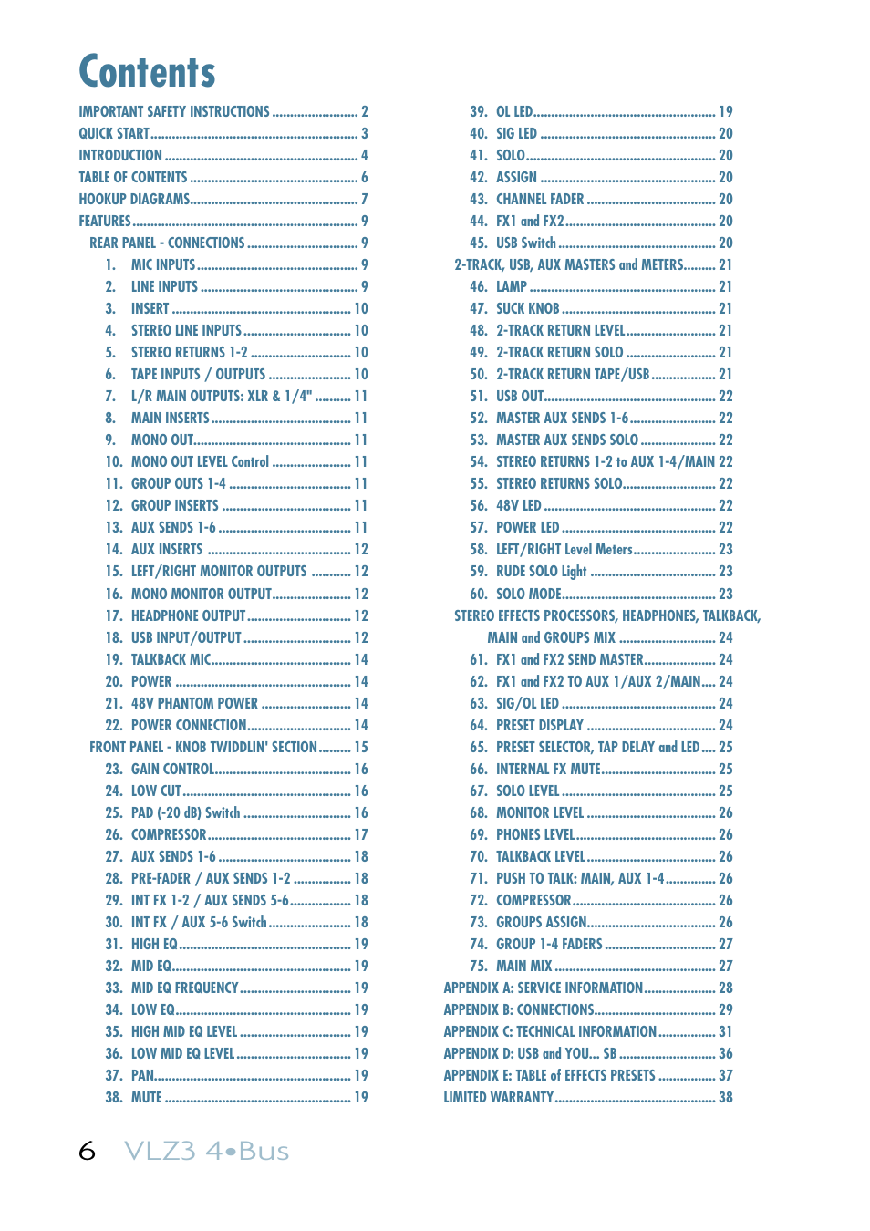 MACKIE VLZ3 4BUS User Manual | Page 6 / 39