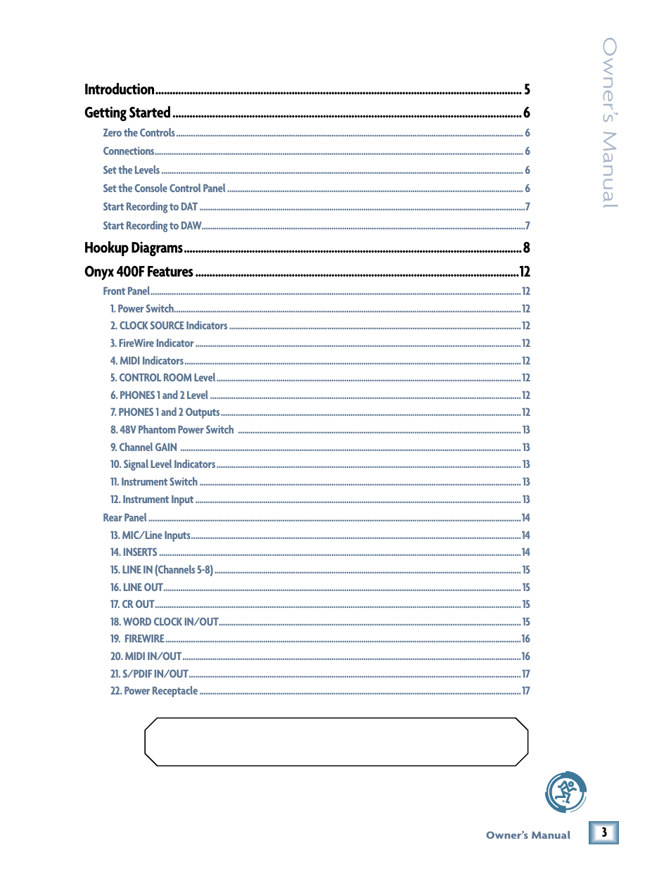 MACKIE 400F User Manual | Page 3 / 36