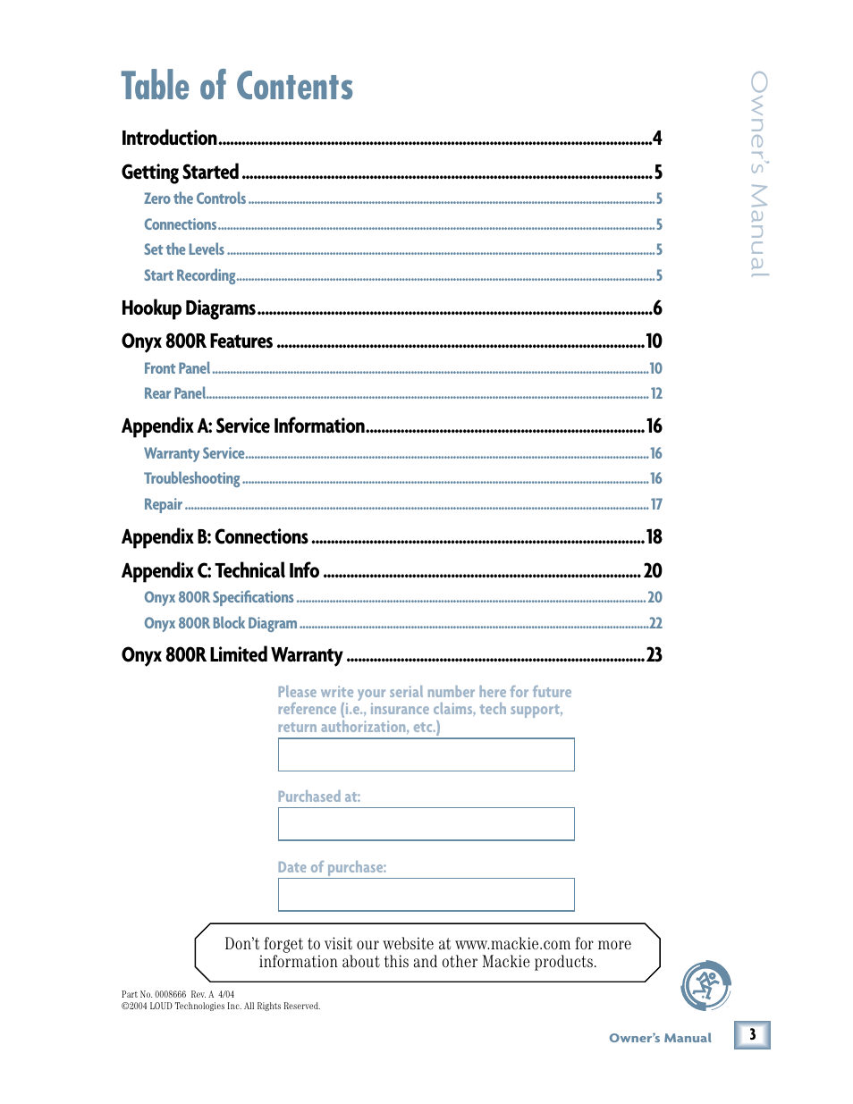 MACKIE 800R User Manual | Page 3 / 24