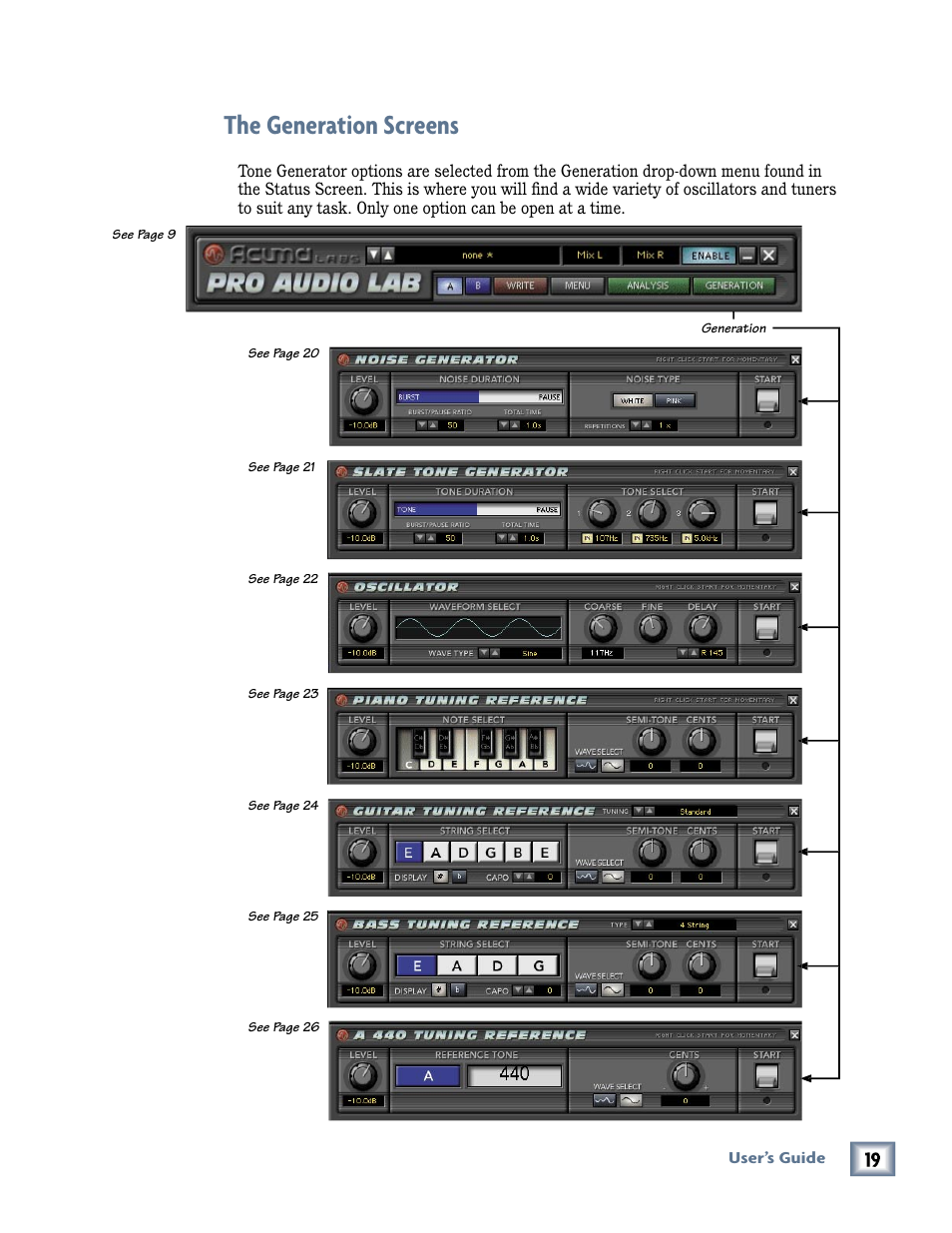 The generation screens | MACKIE Pro Audio Lab User Manual | Page 19 / 36