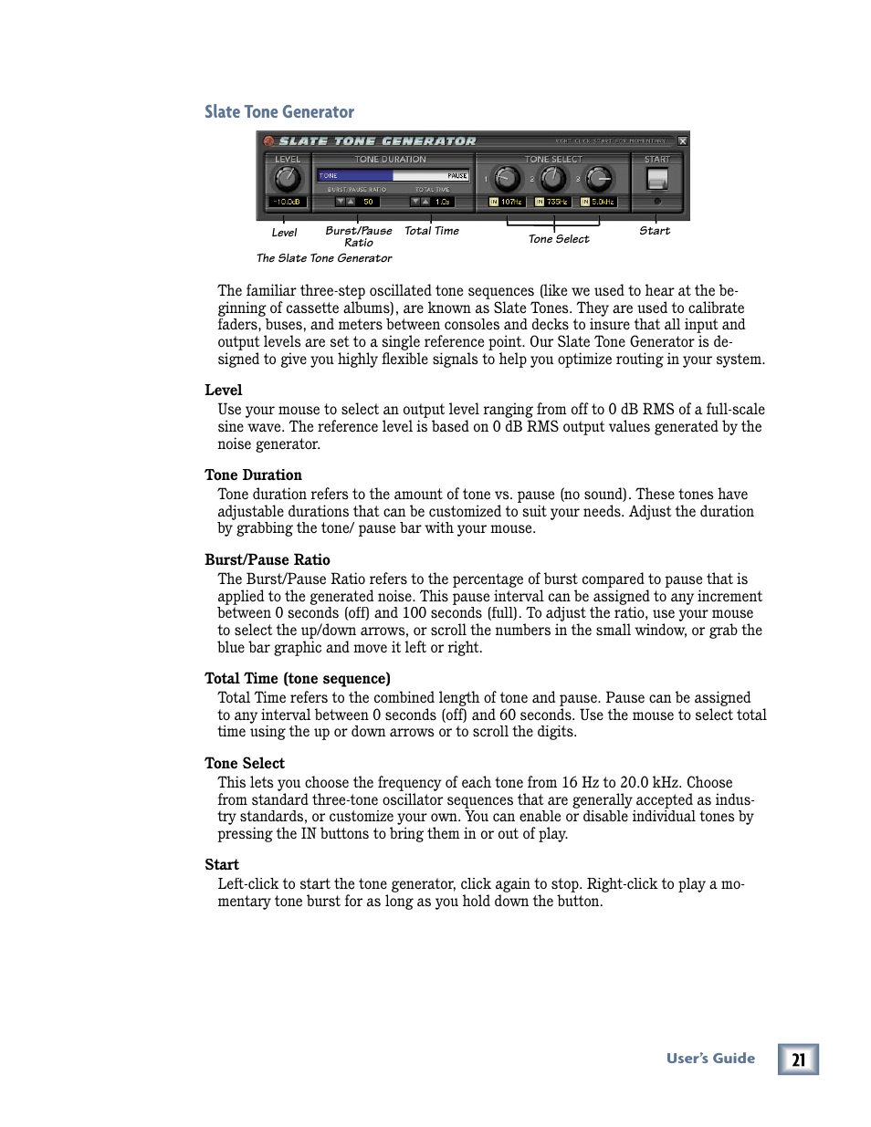 Slate tone generator | MACKIE Pro Audio Lab User Manual | Page 21 / 36