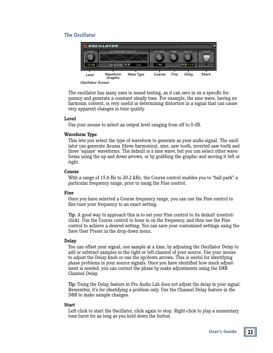 The oscillator | MACKIE Pro Audio Lab User Manual | Page 22 / 36