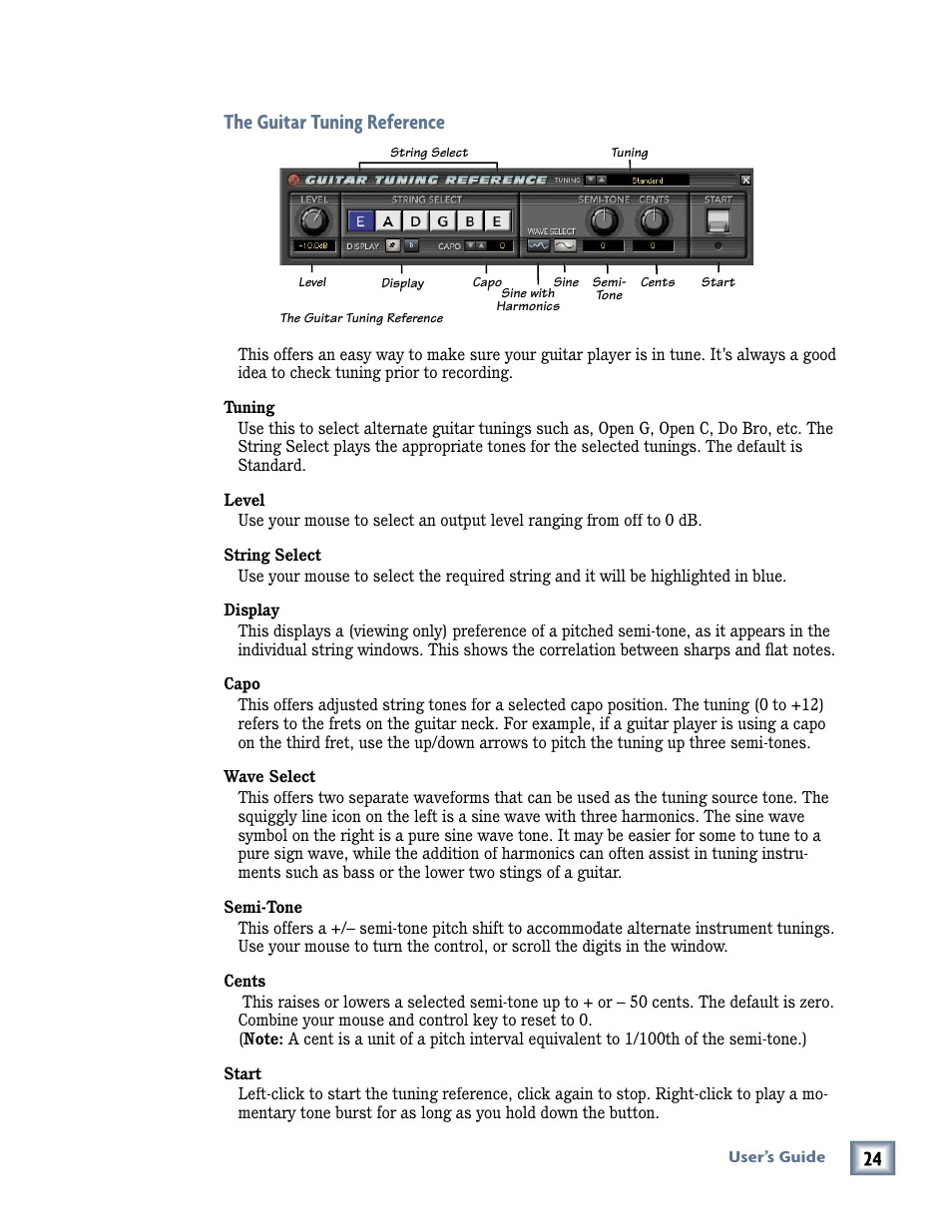 The guitar tuning reference | MACKIE Pro Audio Lab User Manual | Page 24 / 36