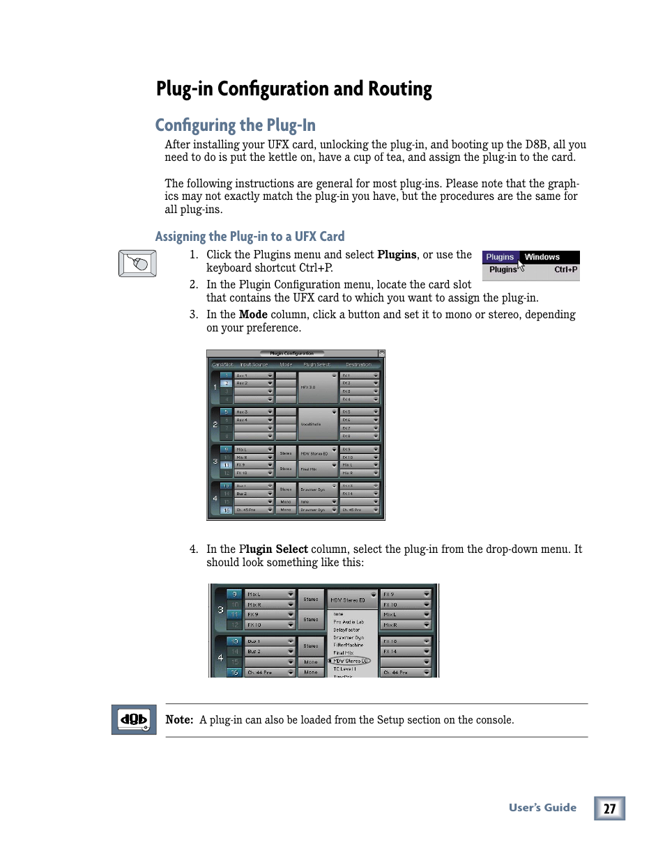 Plug-in configuration and routing, Configuring the plug-in, Plug-in confi guration and routing | Confi guring the plug-in | MACKIE Pro Audio Lab User Manual | Page 27 / 36