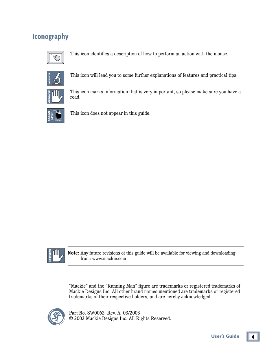 Iconography | MACKIE Pro Audio Lab User Manual | Page 4 / 36