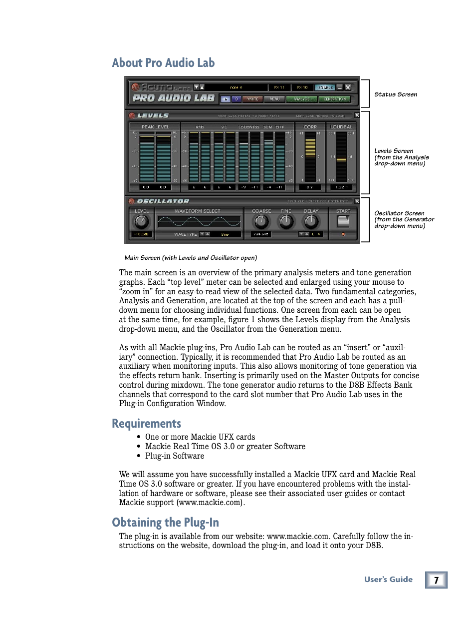 About pro audio lab, Requirements, Obtaining the plug-in | MACKIE Pro Audio Lab User Manual | Page 7 / 36