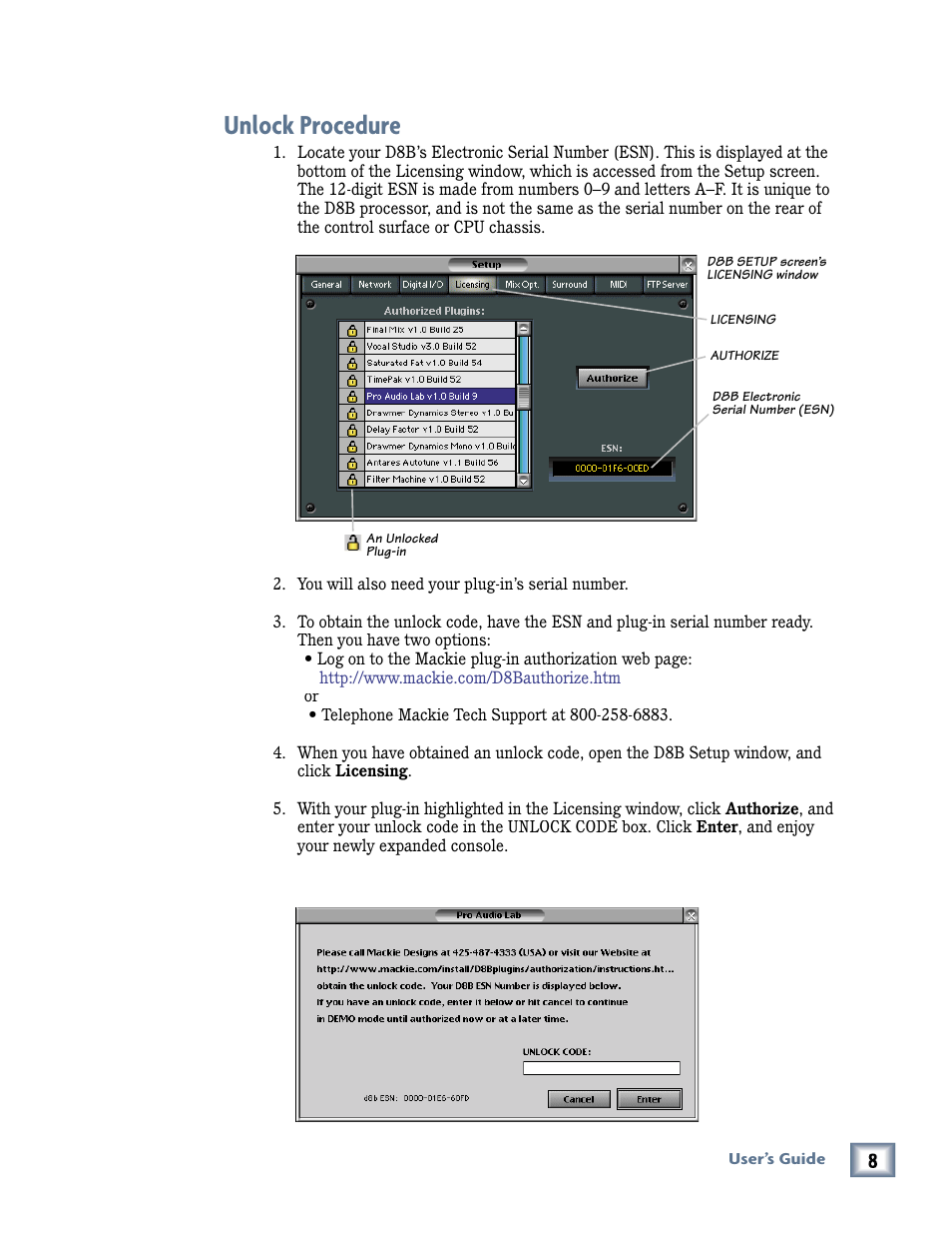 Unlock procedure | MACKIE Pro Audio Lab User Manual | Page 8 / 36