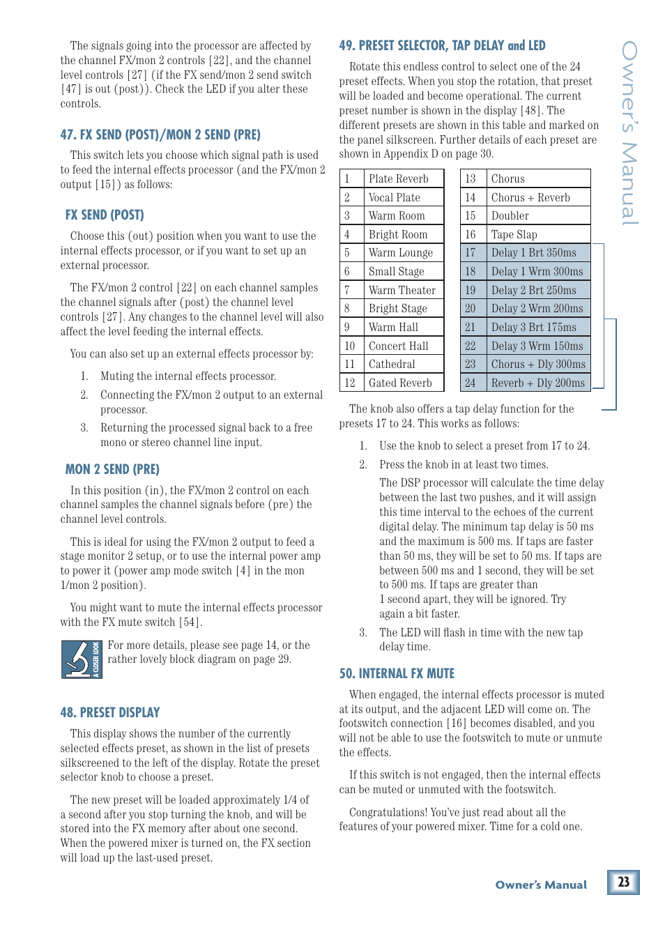 Owner’ s manual | MACKIE PPM608 User Manual | Page 23 / 32