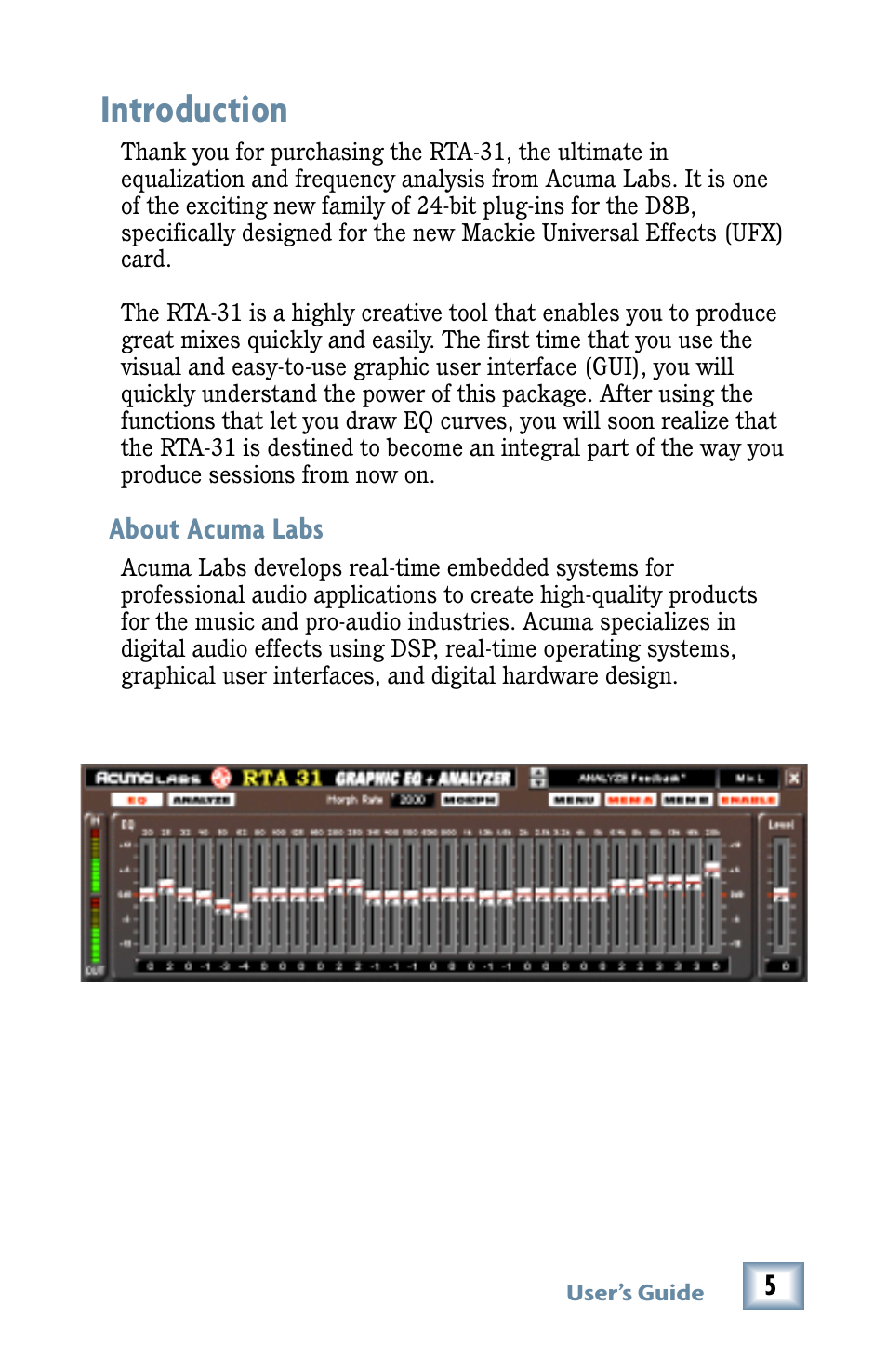 Introduction, About acuma labs | MACKIE RTA-31 User Manual | Page 5 / 28