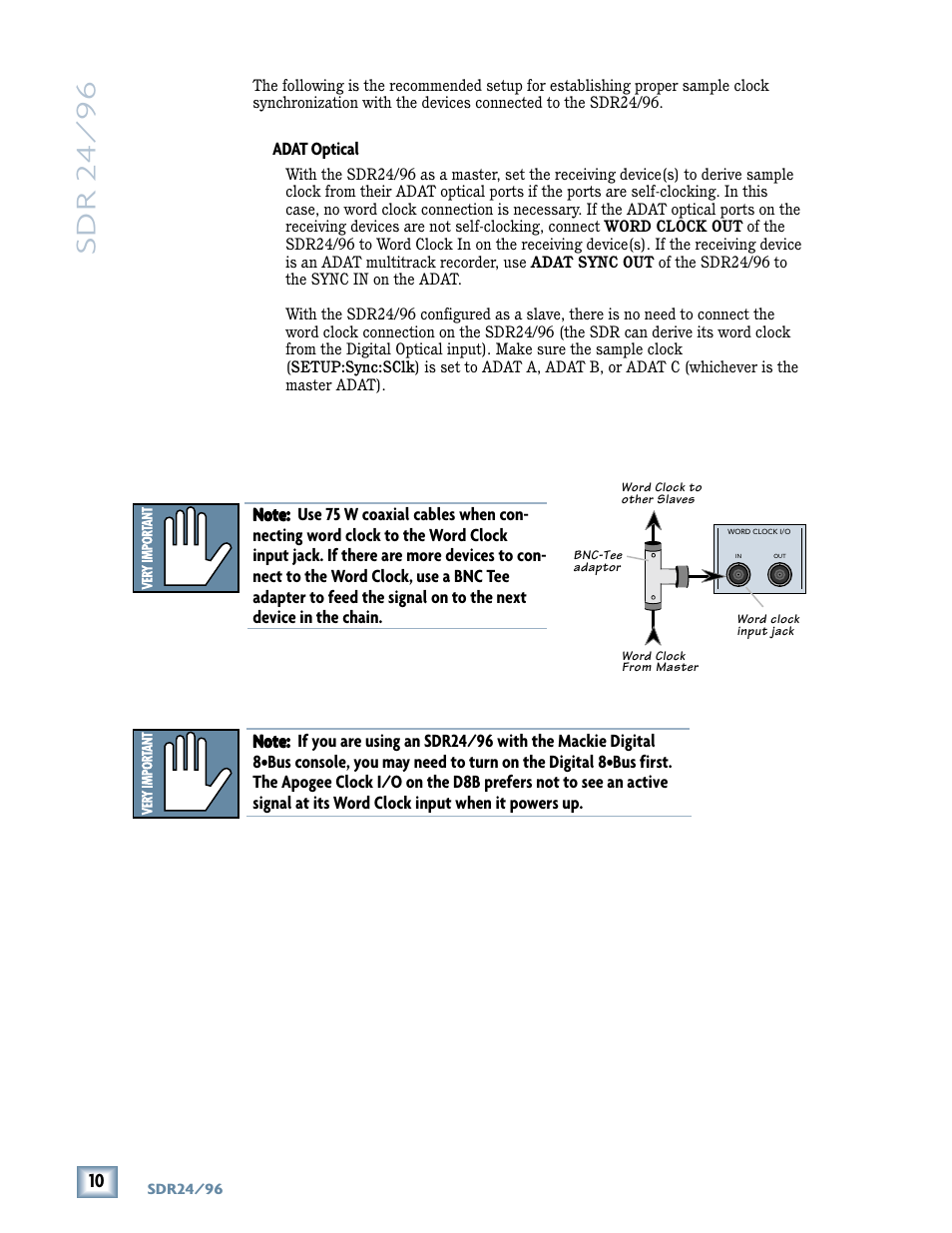 Sdr 24/ 96 | MACKIE SDR96 User Manual | Page 10 / 56