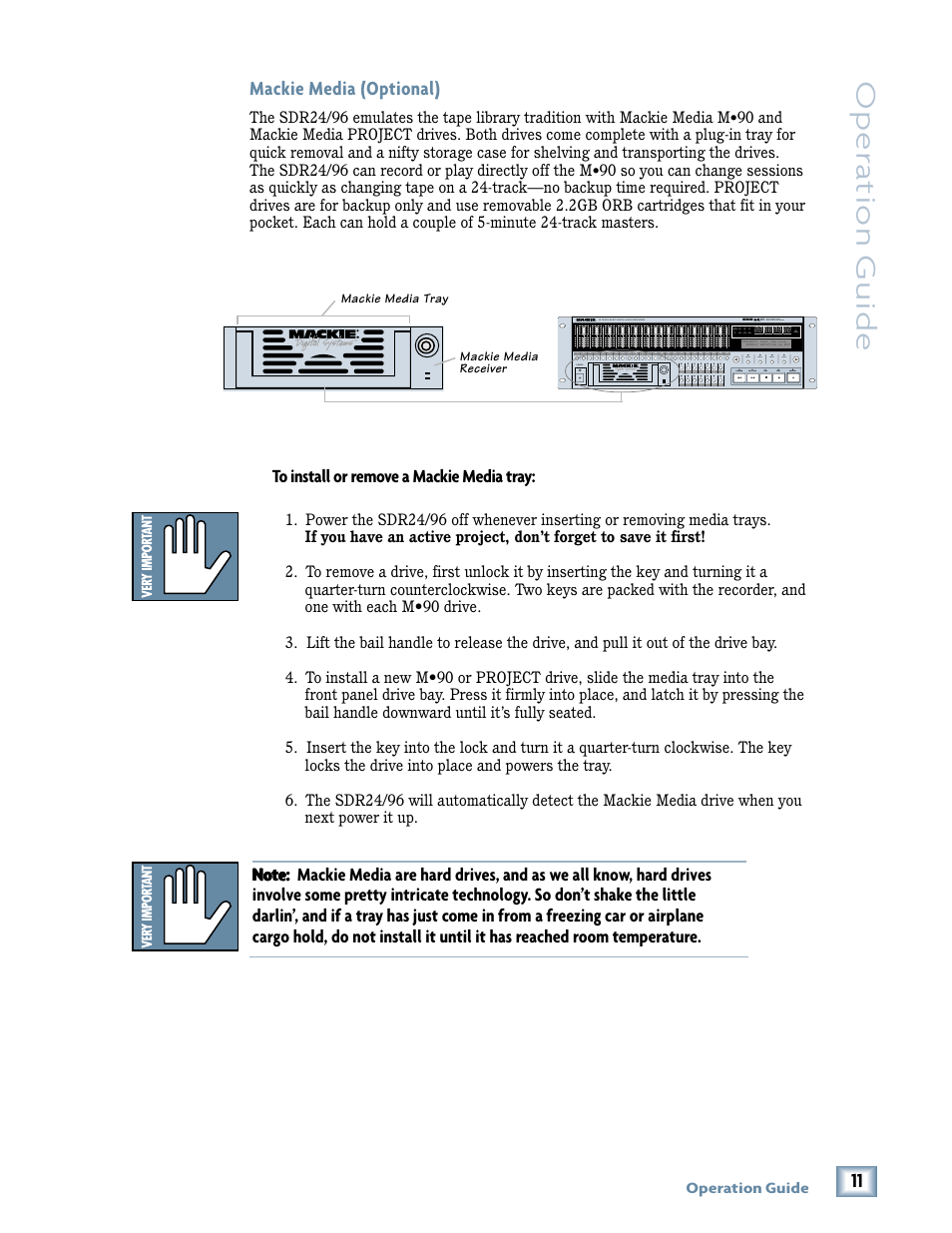 Oper a tion guide, Mackie media (optional) | MACKIE SDR96 User Manual | Page 11 / 56