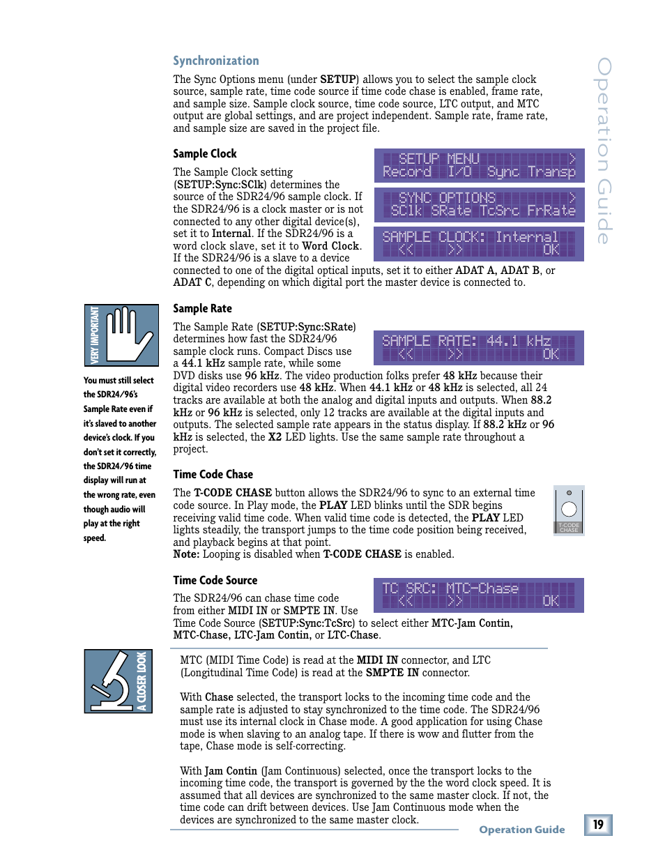Oper a tion guide | MACKIE SDR96 User Manual | Page 19 / 56