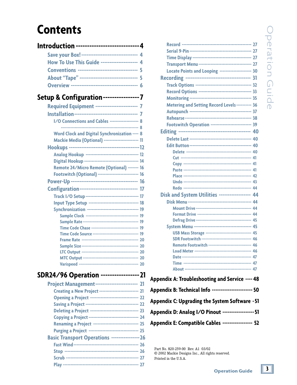 MACKIE SDR96 User Manual | Page 3 / 56