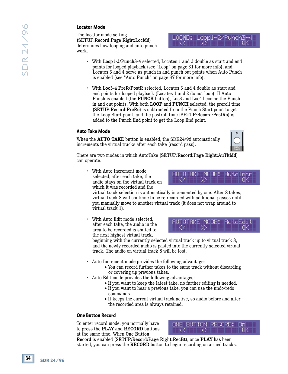 Sdr 24/ 96 | MACKIE SDR96 User Manual | Page 34 / 56
