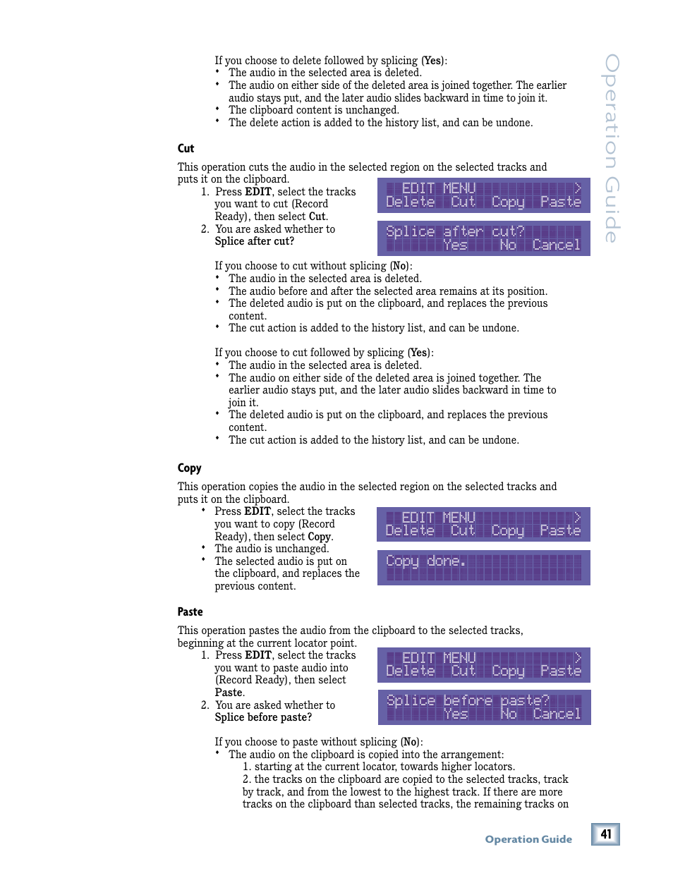 Oper a tion guide | MACKIE SDR96 User Manual | Page 41 / 56