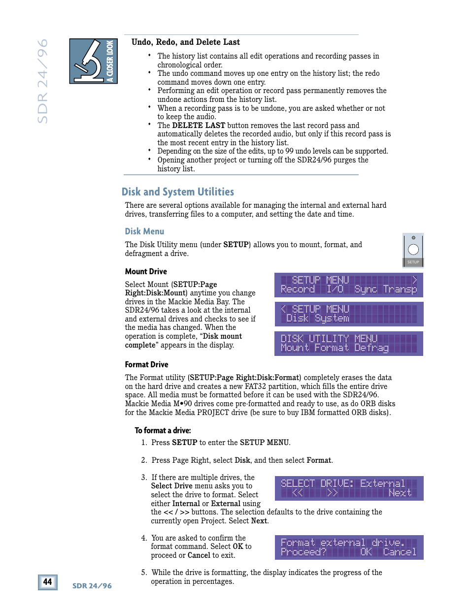 Sdr 24/ 96 | MACKIE SDR96 User Manual | Page 44 / 56