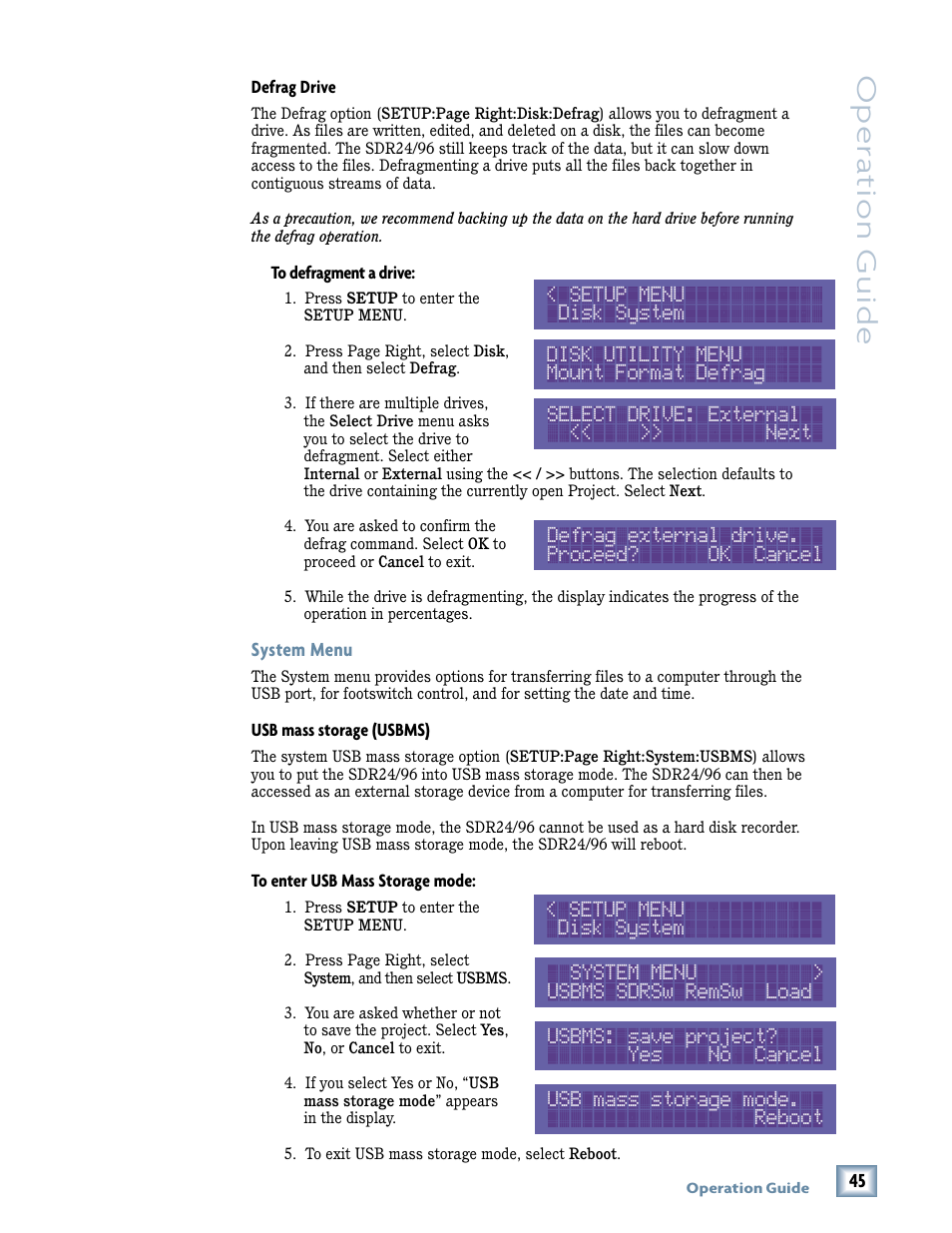 Oper a tion guide | MACKIE SDR96 User Manual | Page 45 / 56