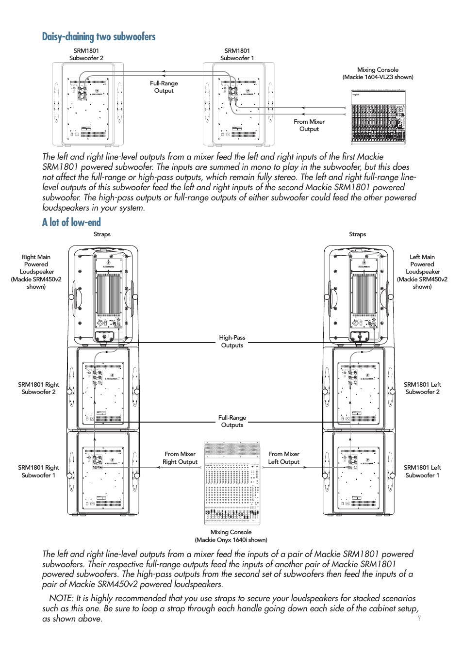 Daisy-chaining two subwoofers, A lot of low-end | MACKIE SRM1801 User Manual | Page 7 / 19