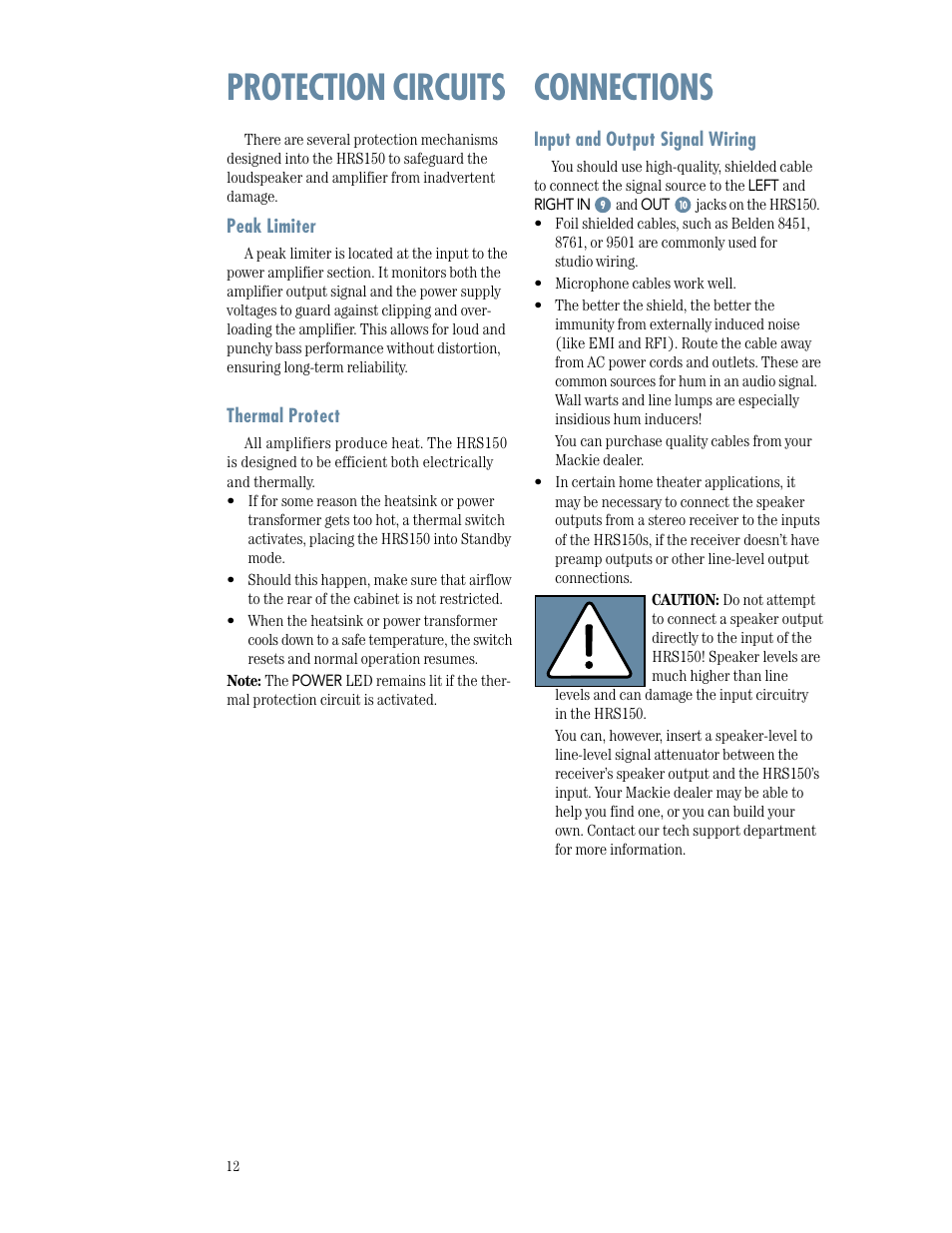 Protection circuits connections | MACKIE HRS150 User Manual | Page 12 / 20