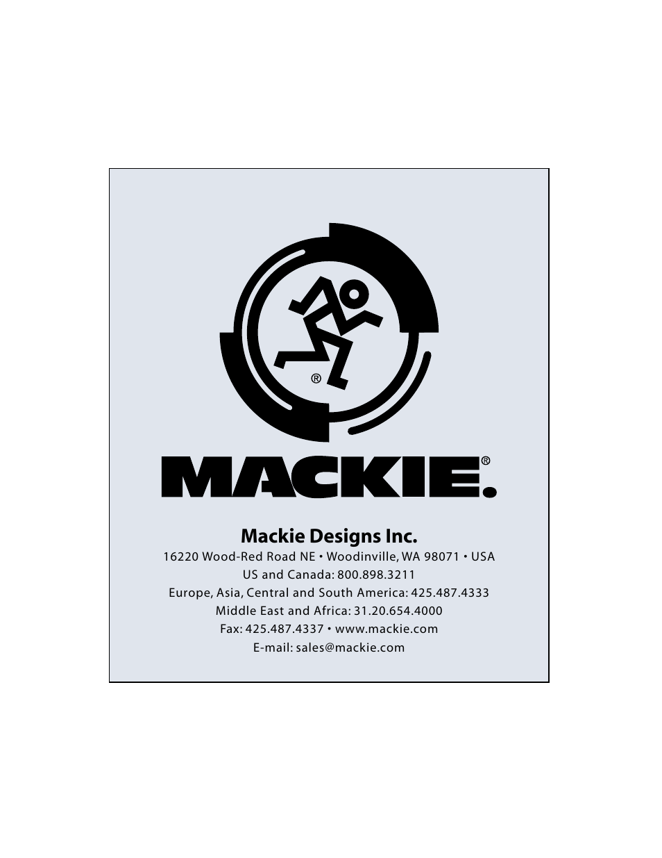 Mackie designs inc | MACKIE HRS150 User Manual | Page 20 / 20