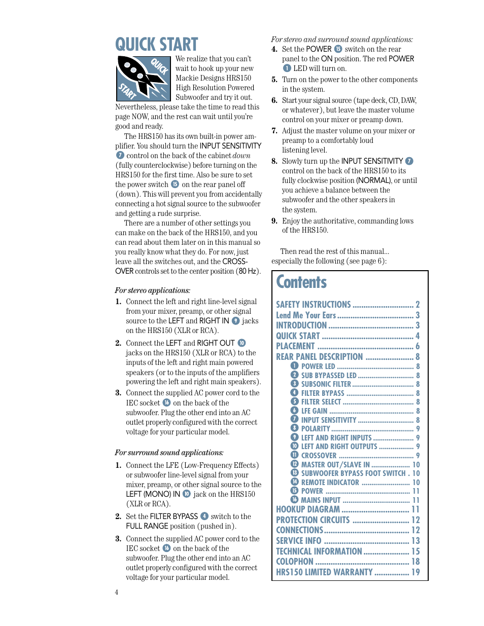 MACKIE HRS150 User Manual | Page 4 / 20