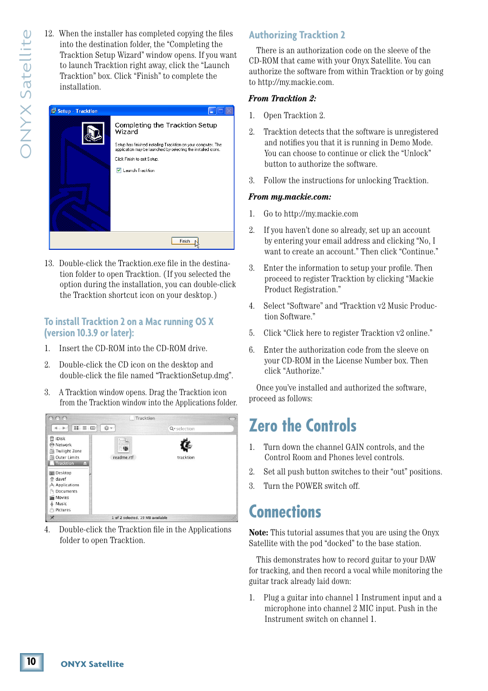 Zero the controls, Connections, Zero the controls connections | Onyx s at ellit e | MACKIE PORTABLE RECORDING PREAMP User Manual | Page 10 / 36