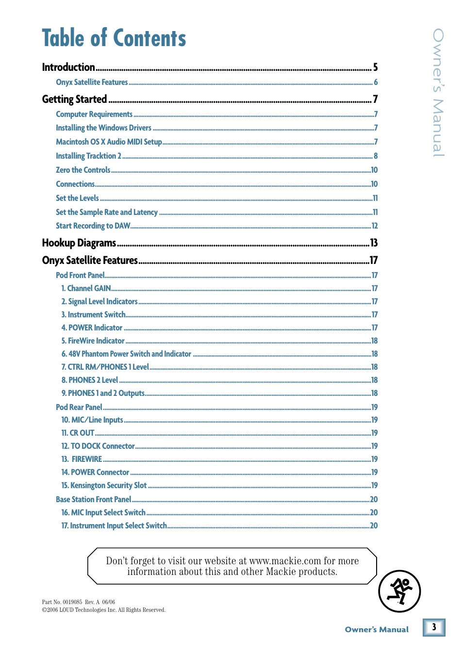 MACKIE PORTABLE RECORDING PREAMP User Manual | Page 3 / 36