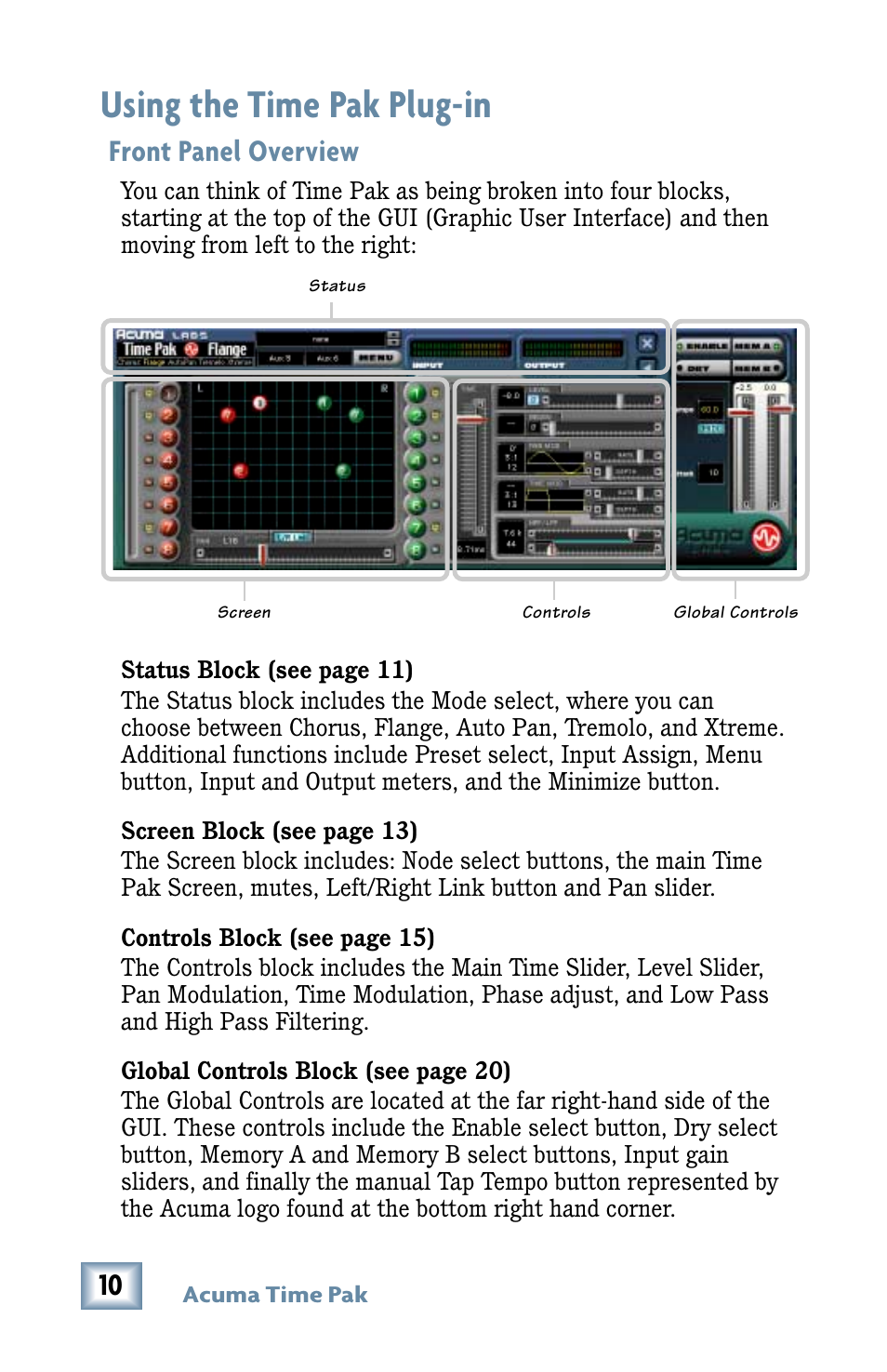 Using the time pak plug-in, Front panel overview | MACKIE Digital Mixers User Manual | Page 10 / 36