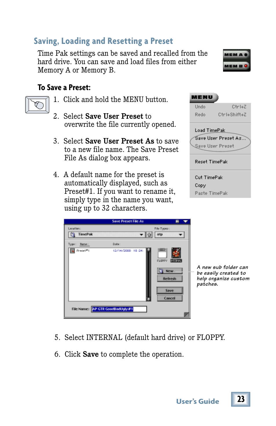 Saving, loading, and resetting a preset, Saving, loading and resetting a preset | MACKIE Digital Mixers User Manual | Page 23 / 36