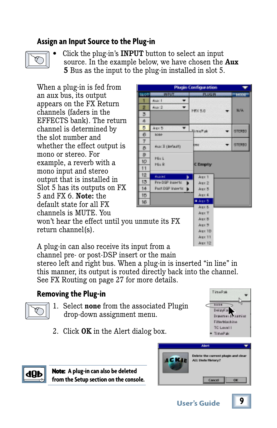 Removing the plug-in, Assign an input source to the plug-in | MACKIE Digital Mixers User Manual | Page 9 / 36