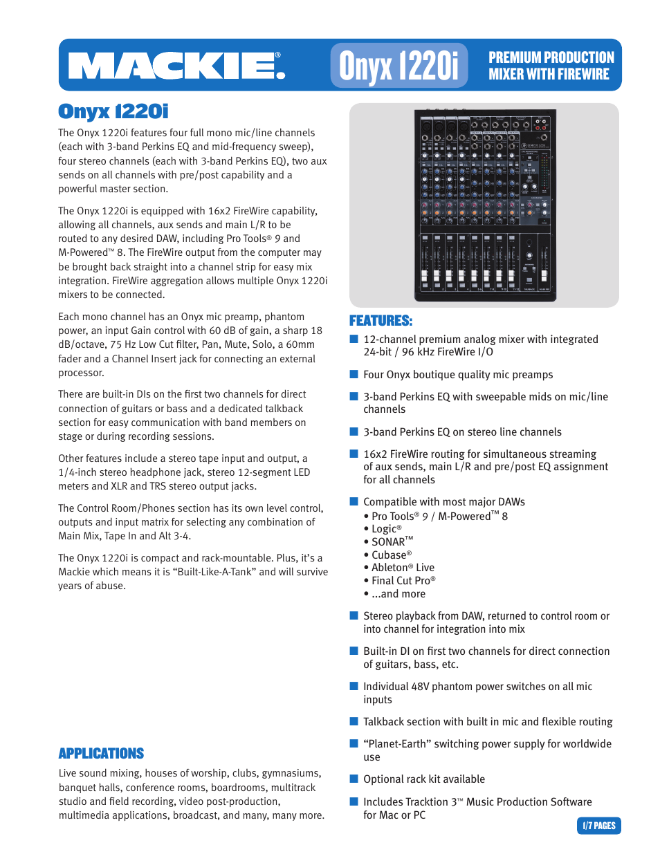 MACKIE 1220I User Manual | 7 pages