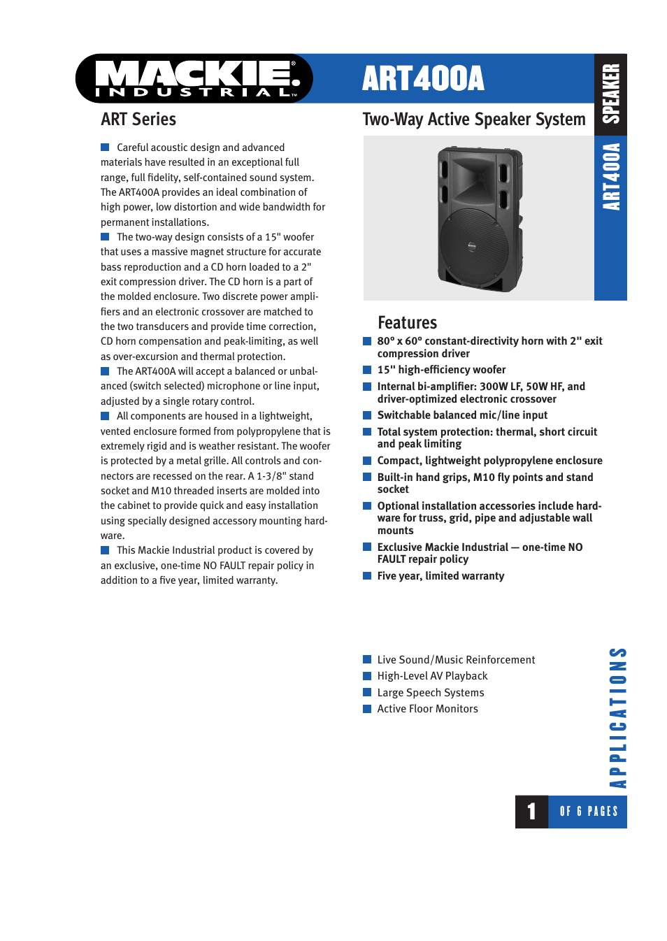 MACKIE ART400A User Manual | 6 pages